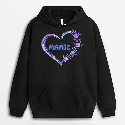 0064HFR1 present personnalisable SweataCapuche coeur mamie maman mains