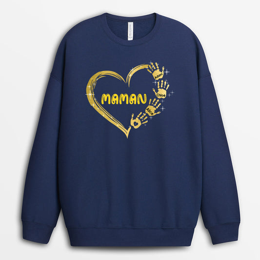 0064WFR2 present personnalisable Sweat shirt coeur mamie maman mains