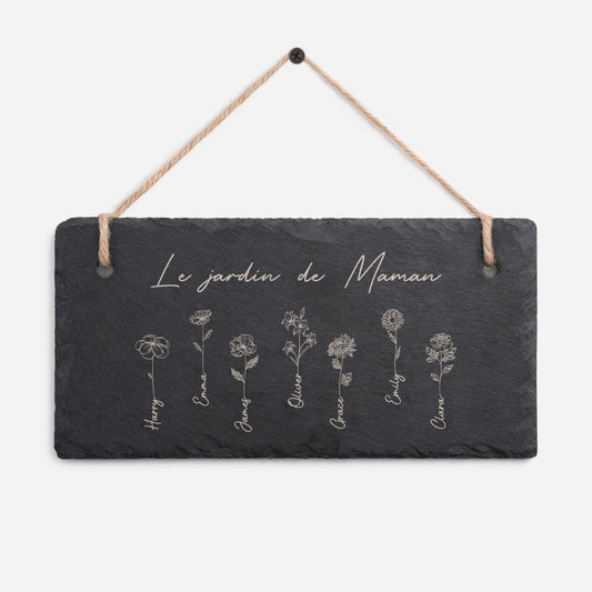 0065AFR1 plaque ardoise decorative_ personnalisee gravee le jardin de mamie maman 0065ae6p5a