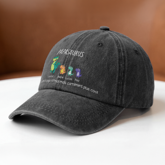 0114AFR2 casquette_ personnalisee delavee dessin papa papy et enfant papisaurus 0114ajsk5b