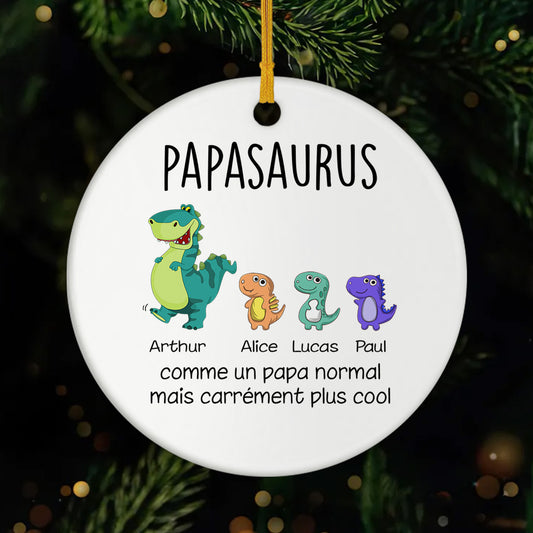 0114OFR1 ornement noel ceramique personnalise papa maman papasaurus 0114o0v0b