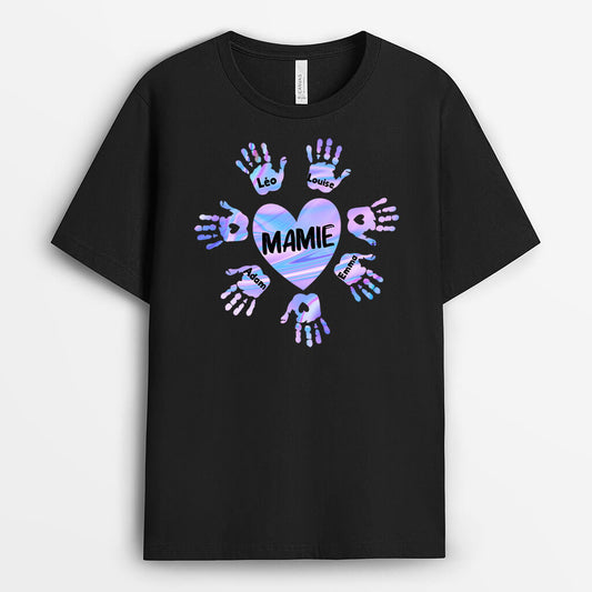 0143AFR1 present Personnalise T shirt coeur maman mamie mains