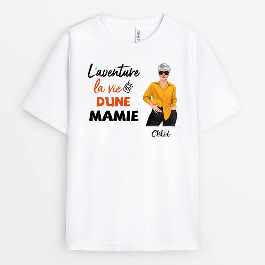 0212A14AFR1 cadeau personnalisable T shirt femme maman mamie