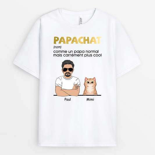 0218AFR1 T shirt Personnalise Chat Papa Chat Cool