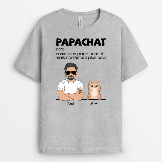 0218AFR2 T shirt Personnalise Chat Papa Chat Cool