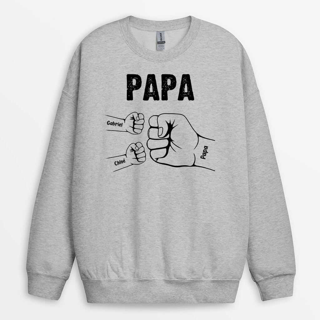 0263WFR1 cadeau personnalisable Sweat shirt poing papa papi_c22387f1 4d93 490c 89f4 c4f46adb94d9
