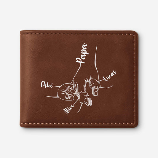 0321JFR1 portefeuille cuir personnalise papa tenant les mains 0321jkq8b