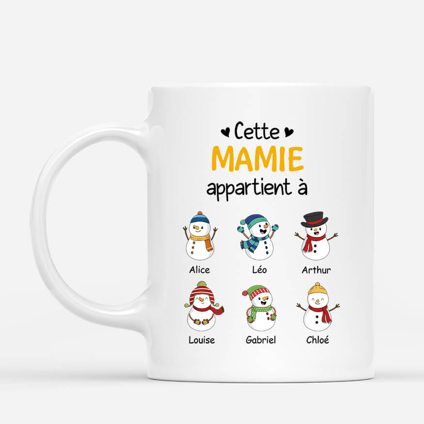 0524MFR1 Cadeau Personnalise Mug Petits Enfants Mamie Noel