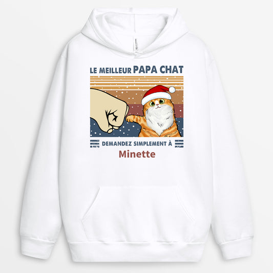 0528WFR1 sweatshirt personnalise meilleur papa chat noel 0528w5l8d