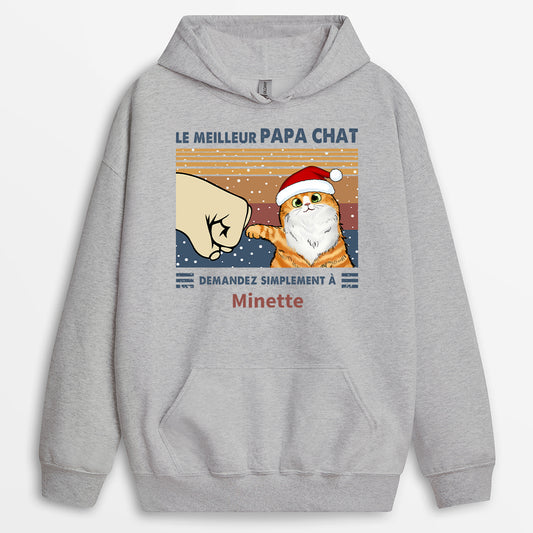 0528WFR2 sweatshirt personnalise meilleur papa chat noel 0528w5l8d