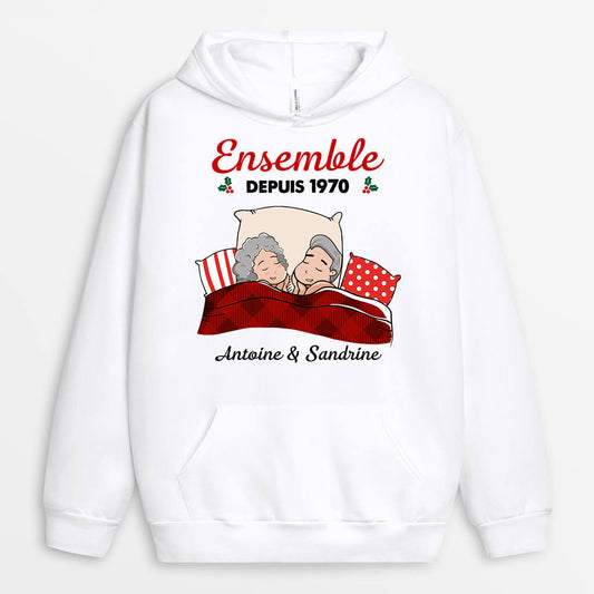 0537HFR1 Cadeau Personnalise Sweat a Capuche Ensemble Depuis Amoureux Couples