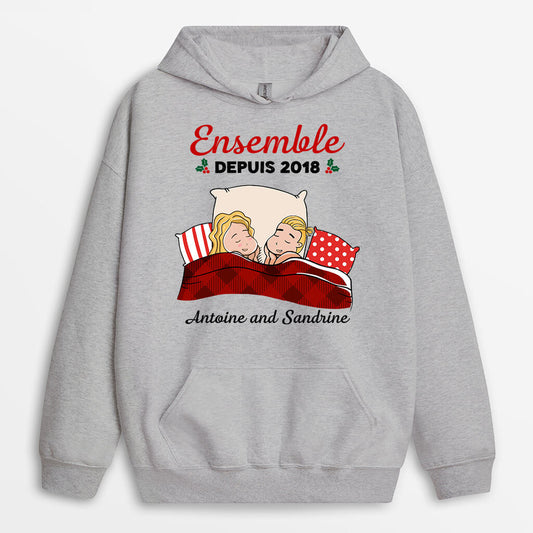 0537HFR2 Cadeau Personnalise Sweat a Capuche Ensemble Depuis Amoureux Couples
