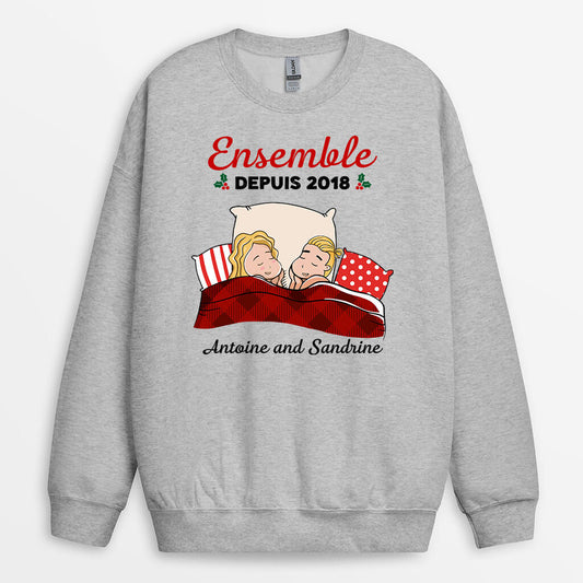 0537WFR2 Cadeau Personnalise Sweat shirt Ensemble Depuis Amoureux Couples