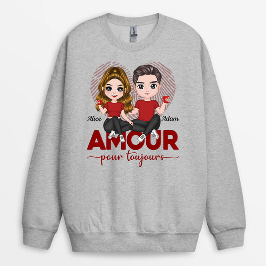 0626WFR1 Cadeau Personnalise Sweat shirt Amour Couples Amoureux