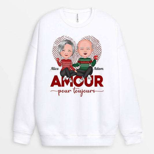 0626WFR2 Cadeau Personnalise Sweat shirt Amour Couples Amoureux
