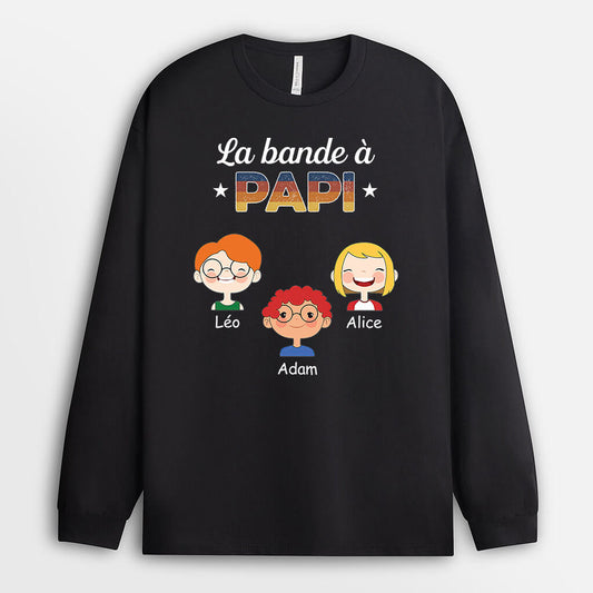 0793NFR3 Cadeau Personnalise ManchesLongues Bande Papa Papi