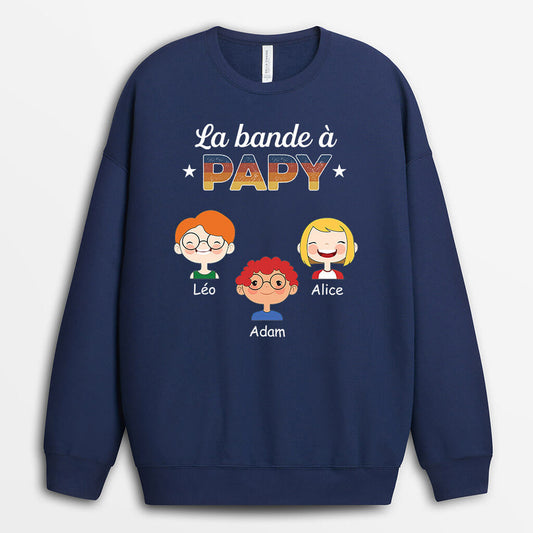 0793WFR2 Cadeau Personnalise Sweat shirt Bande Papa Papi