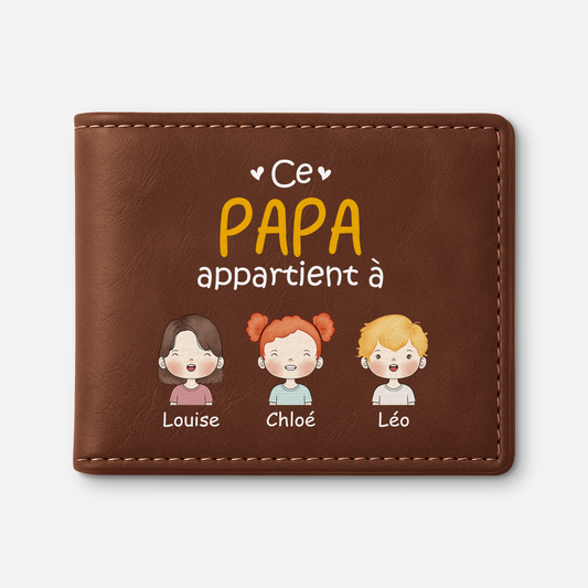 0827JFR1 portefeuille en cuir personnalise ce papa appartient a version pastel 0827j8n8b