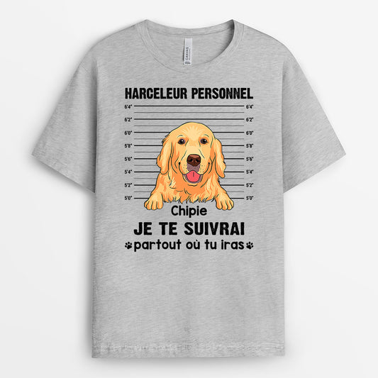 0898AFR2 Cadeau Personnalise T shirt harceleur personnel Amoureux des Chiens
