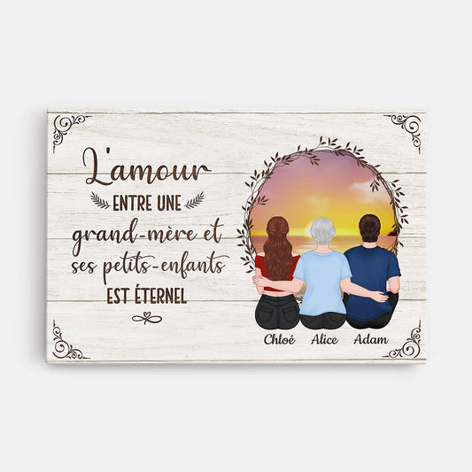 0918CFR1 Cadeau Personnalise Toile Amour Eternel Maman Mamie