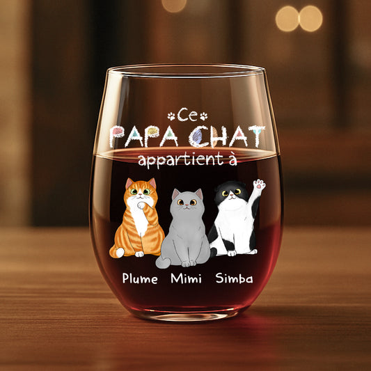 0938IFR1 verre a vin sans pied personnalise ce papa chat appartient a 0938i8t8d