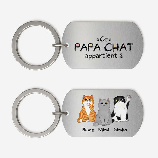 0938JFR1 porte cle aluminium personnalise ce papa chat appartient a 0938j8t8d
