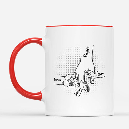 0945MFR2 mug papa papy et ses enfants tenant les mains personnalise