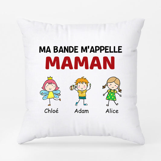 0956PFR1 Cadeau Personnalise Coussin Bande Maman Mamie