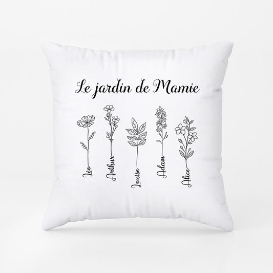0985PFR1 Cadeau Personnalise Coussin Jardin Maman Mamie