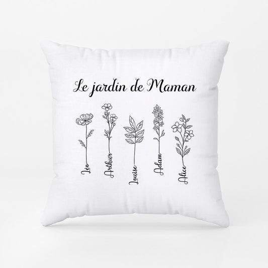 0985PFR2 Cadeau Personnalise Coussin Jardin Maman Mamie