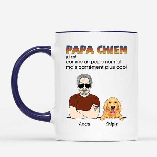 0998MFR2 Cadeau Personnalise Mug Papa Cool Amoureux des chiens