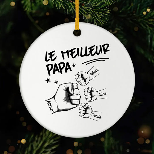 1006OFR1 ornement noel ceramique personnalise papa papi le meilleur papa version monochrome 1006o3v8b
