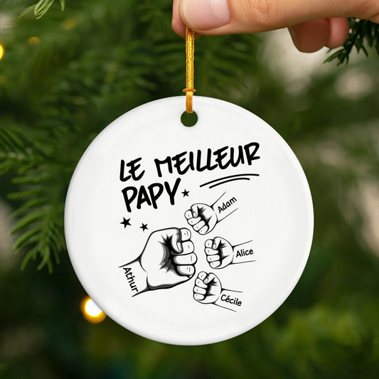 1006OFR2 ornement noel ceramique personnalise papa papi le meilleur papa version monochrome 1006o3v8b