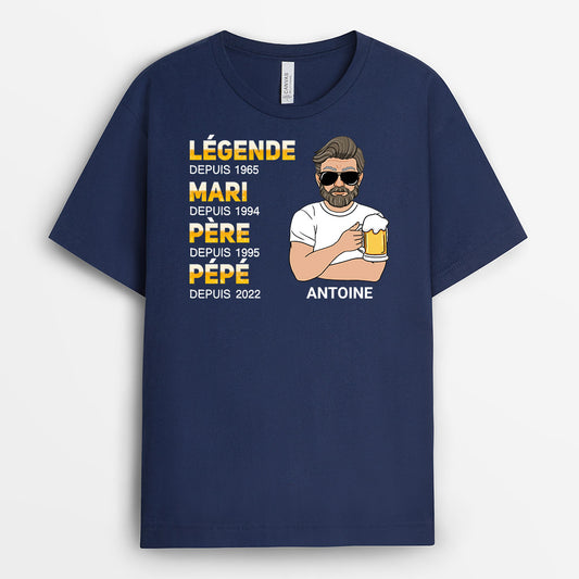 1024AFR2 Cadeau Personnalise T shirt Papa Papi