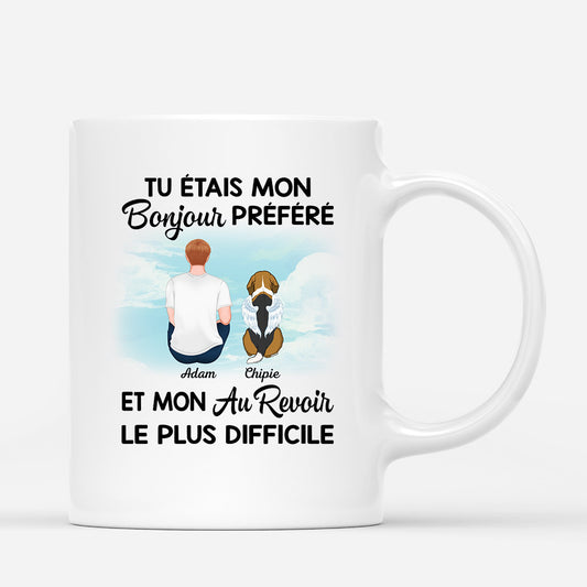 1028MFR1 Cadeau Personnalise Mug Bonjour Au Revoir Amoureux des chiens