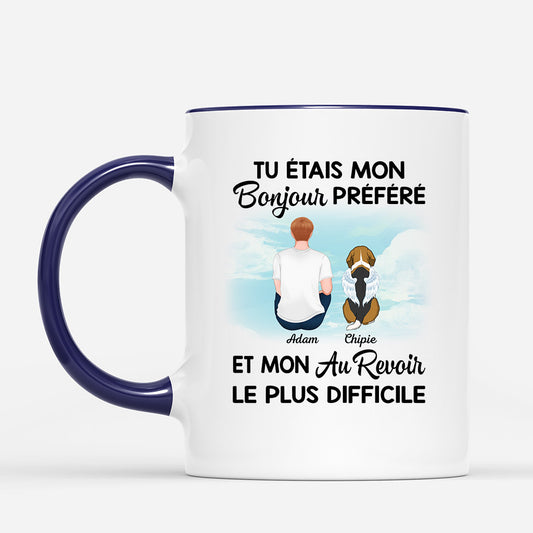 1028MFR2 Cadeau Personnalise Mug Bonjour Au Revoir Amoureux des chiens