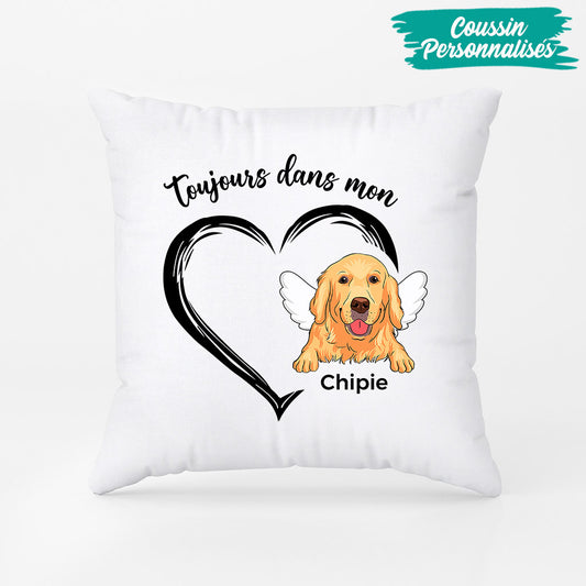 1034PFR2 Cadeau Personnalise Coussin Dans Mon Coeur Amoureux des chiens