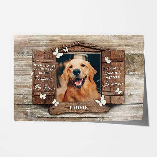 1036SFR1 Cadeau Personnalise Poster Bonjour Au Revoir Amour Amoureux des chiens