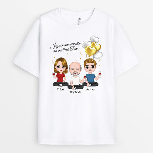 1038AFR1 Cadeau Personnalise T shirt Anniversaire Papa Papi