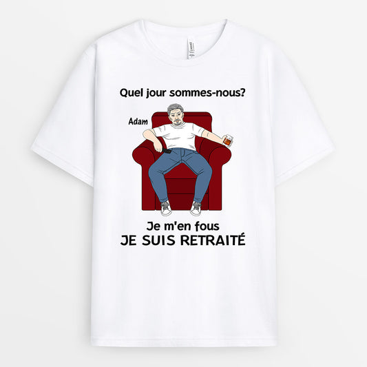 1039AFR1 Cadeau Personnalise T shirt Retraite Papa Papi