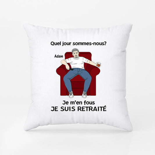 1039PFR1 Cadeau Personnalise Coussin Retraite Papa Papi
