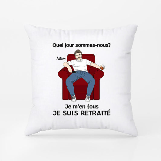 1039PFR2 Cadeau Personnalise Coussin Retraite Papa Papi