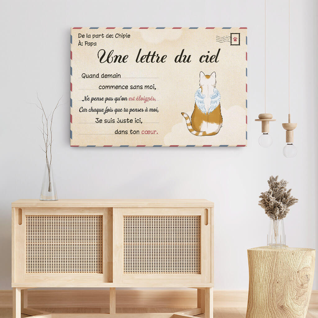1042CFR3 Cadeau Personnalise Toile Lettre Du Ciel Amoureux des chats