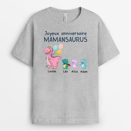 1050AFR2 Cadeau Personnalise T shirt Joyeux Anniversaire Mamansaurus Maman Mamie