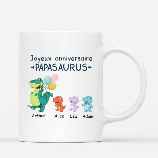 1050MFR1 Cadeau Personnalise Mug Joyeux Anniversaire Papasaurus Papa Papi