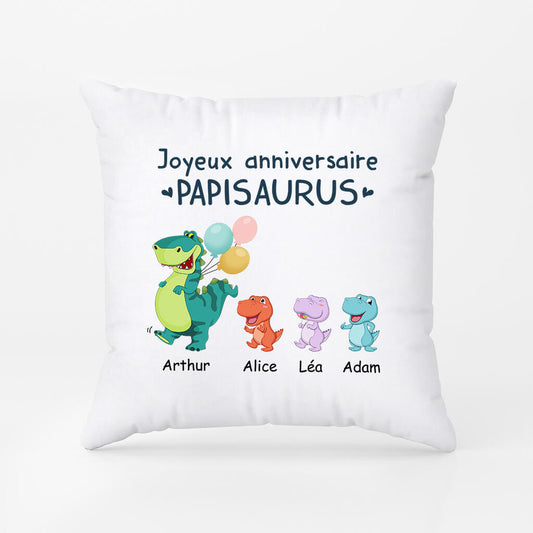 1050PFR2 Cadeau Personnalise Coussin Joyeux Anniversaire Papasaurus Papa Papi