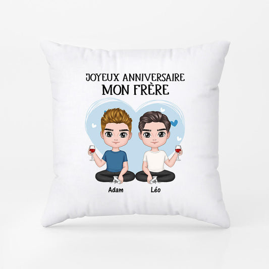 1055PFR2 Cadeau Personnalise Coussin Anniversaire Soeur Frere