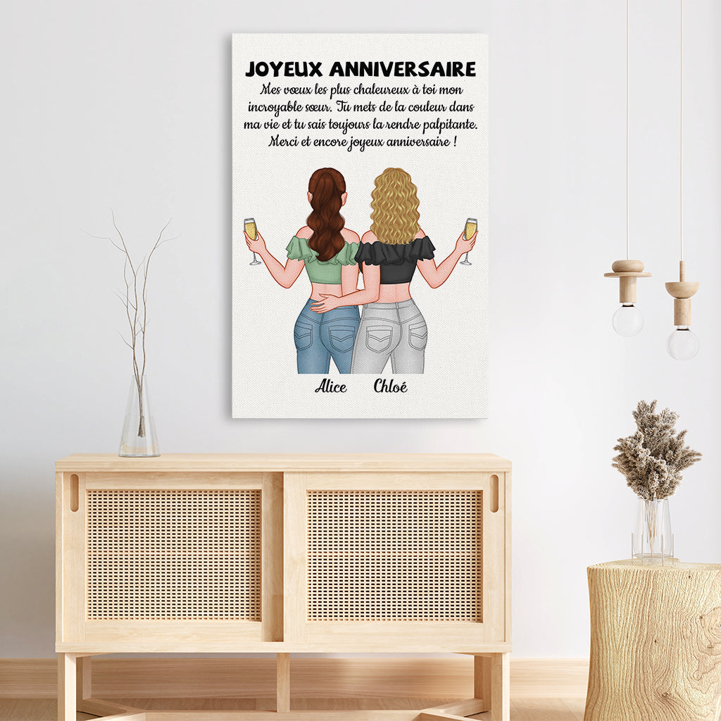 1056CFR3 Cadeau Personnalise Toile Anniversaire Soeur Frere