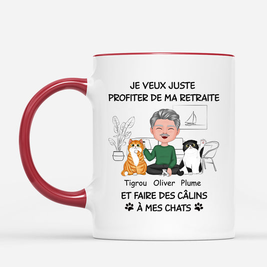 1060MFR2 Cadeau Personnalise Mug Retraite Calins Amoureux des chats