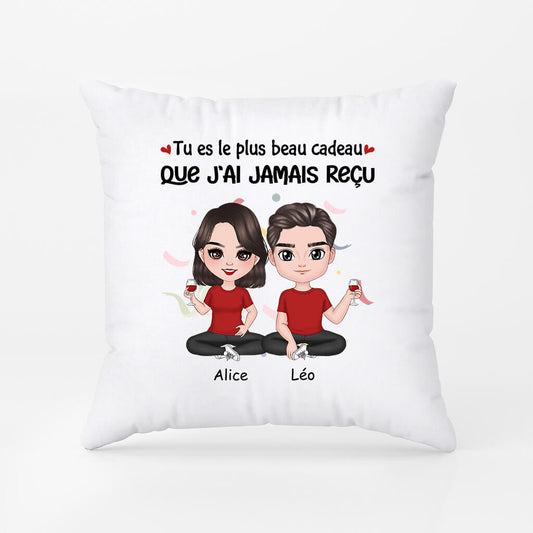 1061AFR1 Cadeau Personnalise Coussin Plus Beau Cadeau Amoureux Couple